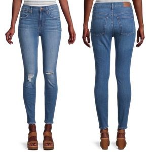 Madewell High Rise 10” Rise Ripped Skinny Ankle Jeans